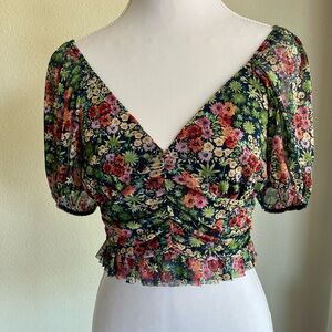 Urban Outfitters Multicolor Floral Crop Blouse